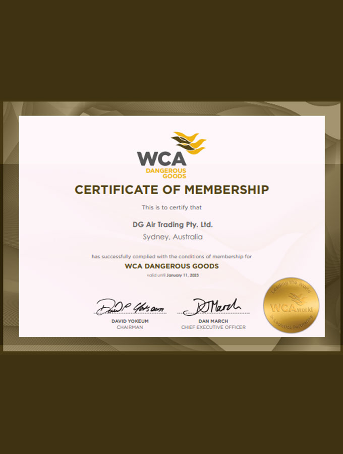 Company Accreditations Thumbnail WCA Dangerous Goods Membership Certificate