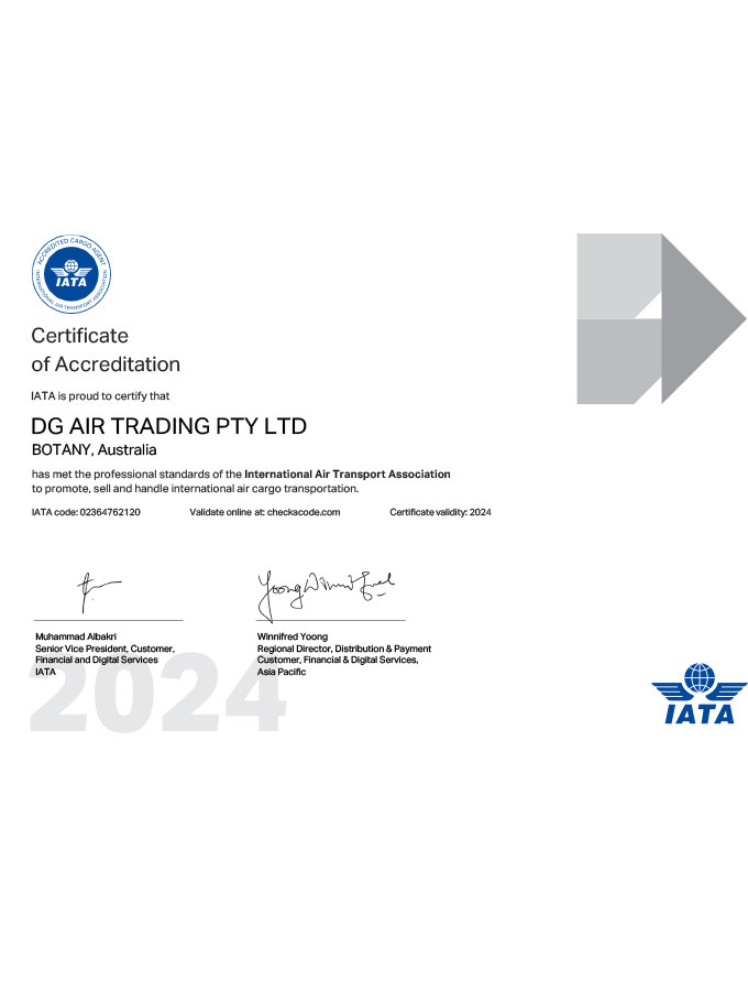 DGAair Company Accreditations IATA Certification 2024 thumbnail